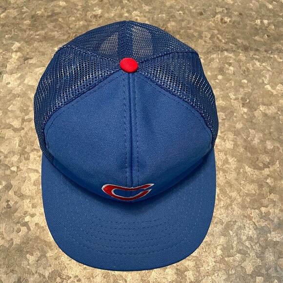 Vintage Chicago Cubs Mesh Snapback Trucker Hat Mens M/L Green Brim UII MLB Retro - Picture 3 of 10